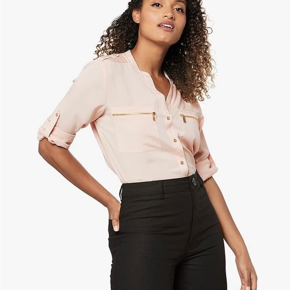 Calvin Klein Women's Modern Essential Zipper Button-Front Blouse. - Picture 1 of 4